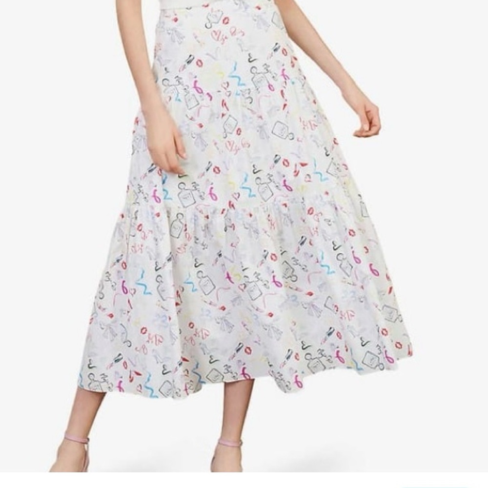 NWT MAJE Jupona White Patterned Midi Skirt